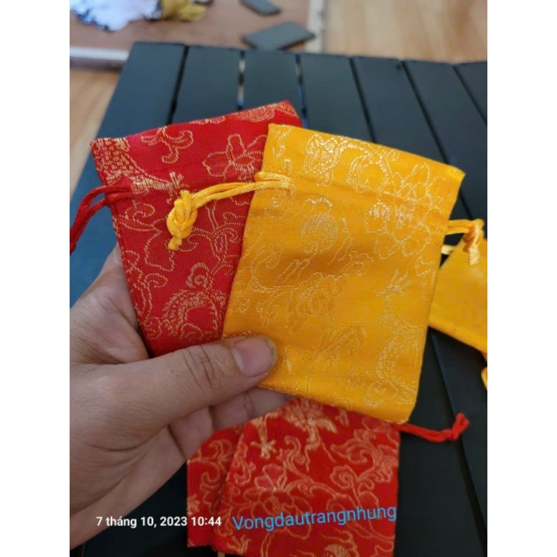 100 túi gấm đỏ long phụng dùng đựng vòng tay 7x9cm