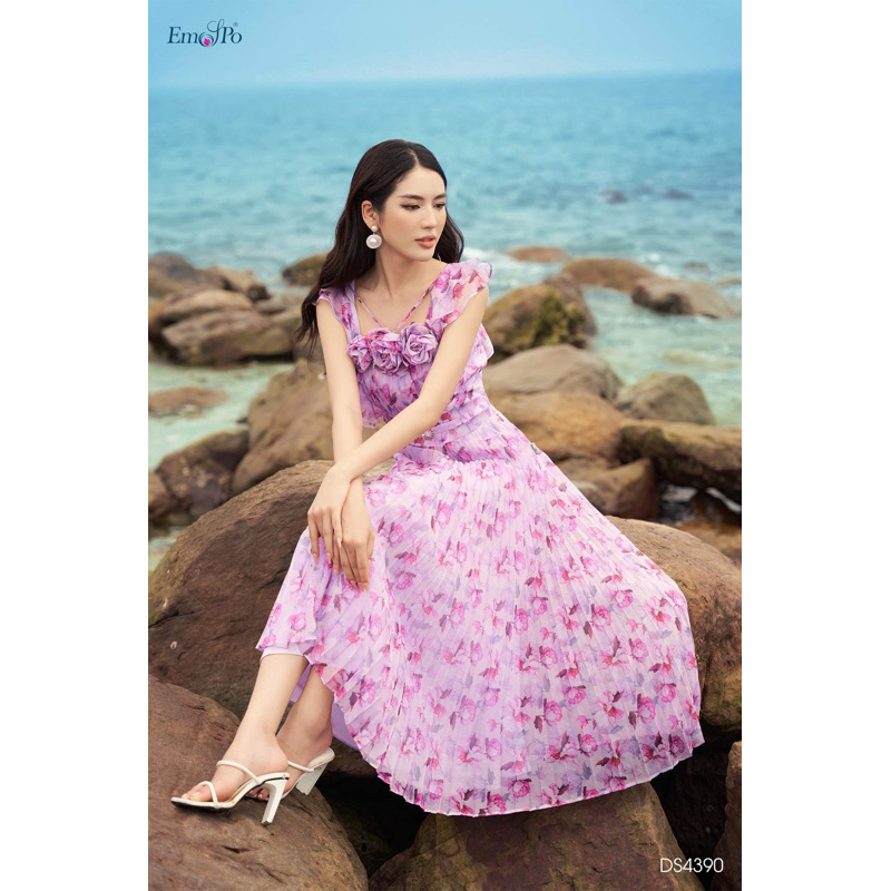Đầm tơ hoa Emspo