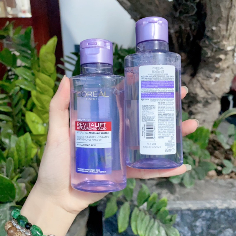 Nước tẩy trang Loreal Tím Xám Bạc 95ml minisize L'Oreal Revitalift HA Hyaluronic Acid giảm dầu mụn | BigBuy360 - bigbuy360.vn