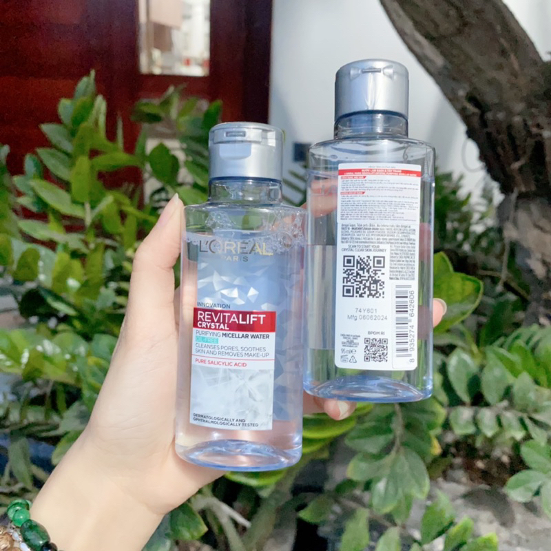 Nước tẩy trang Loreal Tím Xám Bạc 95ml minisize L'Oreal Revitalift HA Hyaluronic Acid giảm dầu mụn | BigBuy360 - bigbuy360.vn