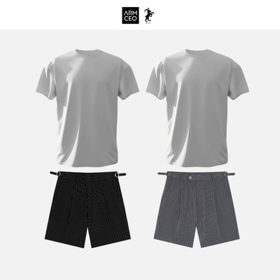 COMBO áo thun chống nhăn + quần short kẻ sọc ARMCEO đa dụng, tiện lợi & sang trọng (ART02 + N01)