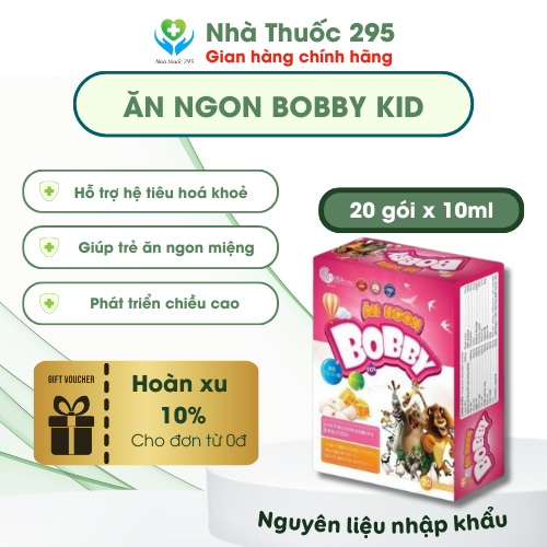 Siro ăn ngon Bobby kid , Siro ăn ngon hỗ trợ tăng sức đề kháng hỗ trợ hệ tiêu hóahộp 20 gói x 10ml