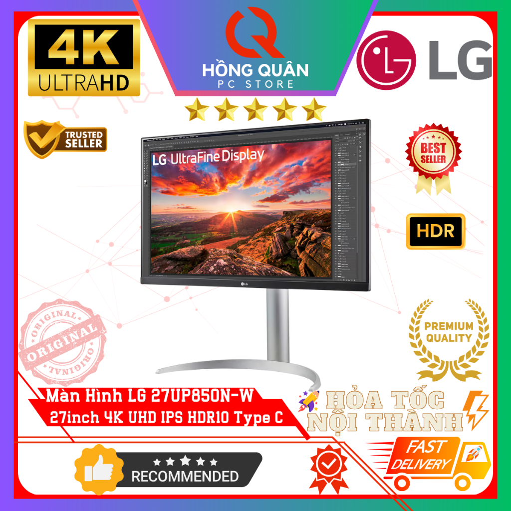 Màn Hình LG UltraFine 27UP850N-W 27inch 4K UHD IPS USB-C 96W VESA DisplayHDR™ 400 Loa FreeSync New | BigBuy360 - bigbuy360.vn