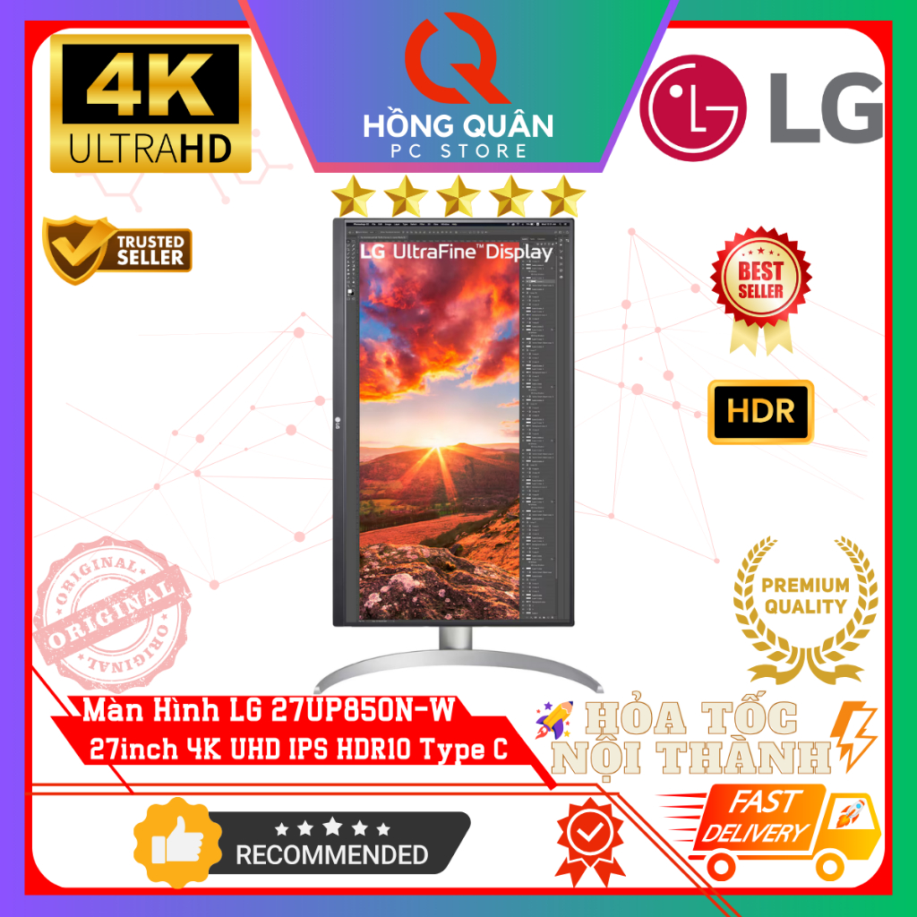 Màn Hình LG UltraFine 27UP850N-W 27inch 4K UHD IPS USB-C 96W VESA DisplayHDR™ 400 Loa FreeSync New | BigBuy360 - bigbuy360.vn