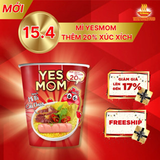 Thêm 20% Xúc Xích - Thùng 24 ly Mì Bò Cải Chua Yes Mom Có Xúc Xích 79.2g/ly