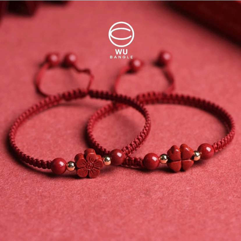 Vòng tay chỉ đỏ chu sa cỏ bốn lá, hoa mai - may mắn, bình an | BigBuy360 - bigbuy360.vn