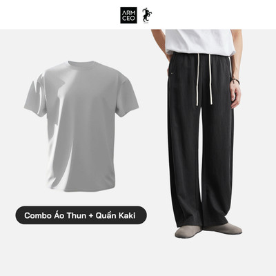 COMBO áo thun chống nhăn + quần kaki ống rộng ARMCEO cho cảm giác mặc siêu thoải mái (ART02 + AD04)