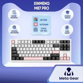   CHÍNH HÃNG  Bàn phím cơ Xinmeng M87 - Bàn phím không dây Led RGB Hotswap 3 mode kết nối 