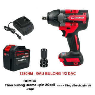 Máy Bulong Pin DRAMA D-5598 + pin 20cell Lực Siết Khỏe Động Cơ Không Chổi Than