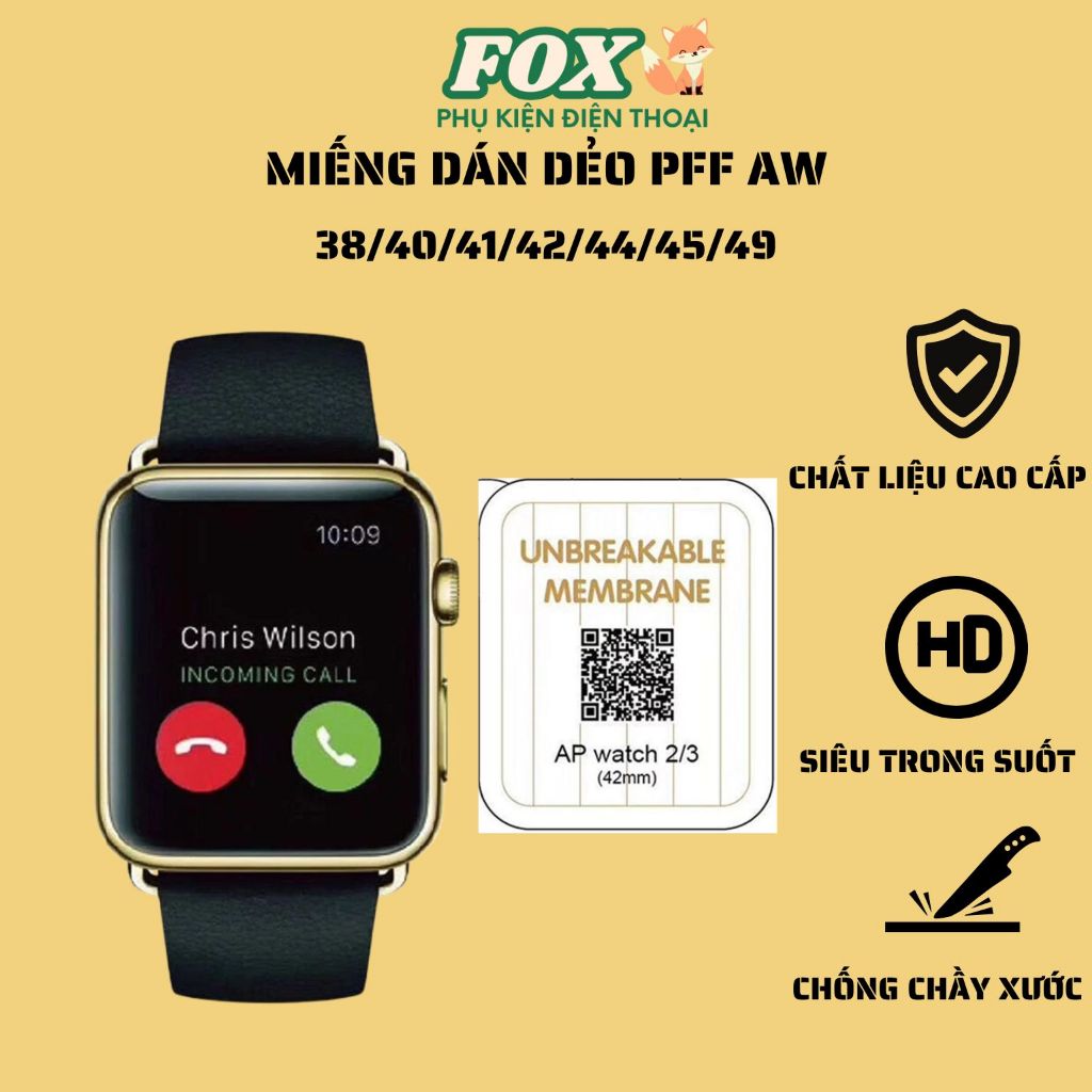 Miếng Dán PPF Chống Xước Bảo Vệ Màn Hình Apple Watch Series 7/SE/6/5/4/3/2/1 38 40 41 42 44 45 49
