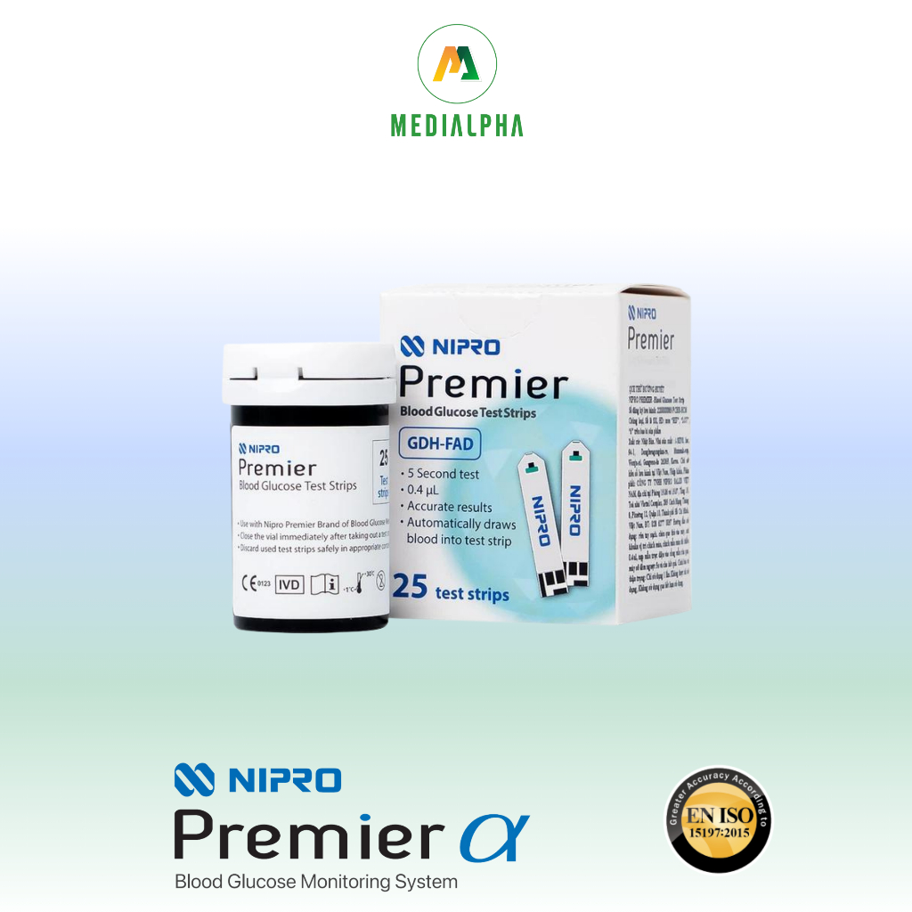 DATE 10/2025 - Que thử đường huyết Nipro Premier (25 que)