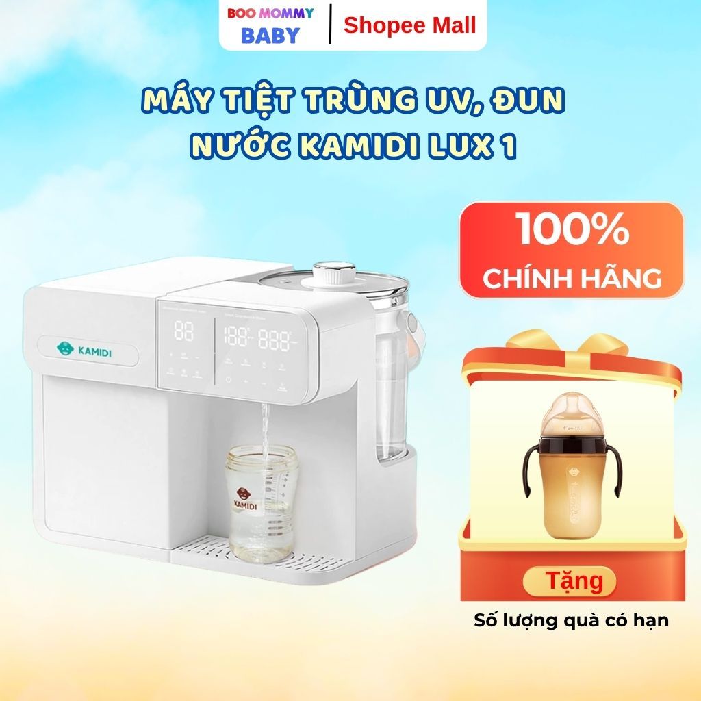 Máy Tiệt Trùng UV Kamidi Lux 1 Tích Hợp Đun Nước, Pha Sữa, Lấy Nước Theo Lương Mong Muốn Bảo Hành 12