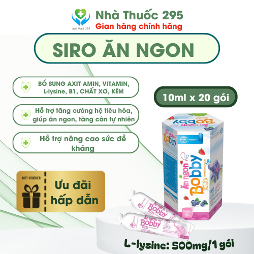 Siro ăn ngon Bobby Kid TW Hanopharco hỗ trợ tăng sức đề kháng hệ tiêu hóa giúp ăn ngon