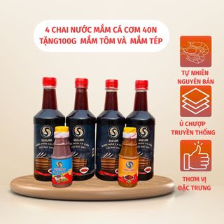  THÙNG 4 CHAI 500Ml NƯỚC MẮM CÁ CƠM 40N  TẶNG 100G MẮM TÔM VÀ MẮM TÉP  