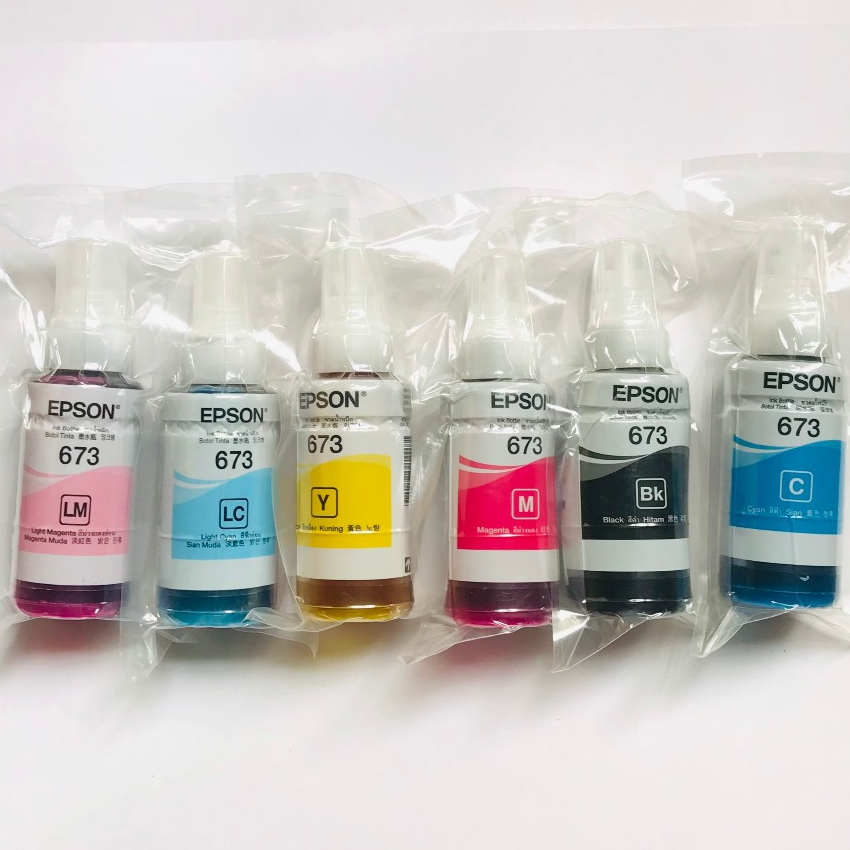 Mực in Epson T673 Epson L800/L805/ L1800/L850 mã 673 loại 70ml/ 1 màu ép chân không NHẬP KHẨU