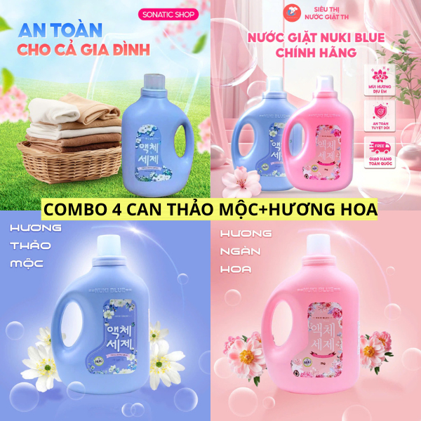 Nước giặt Enchanter chính hãng, Nước giặt xả Nuki Blue Hàn Quốc quần áo thơm lâu hương hoa thảo mộc