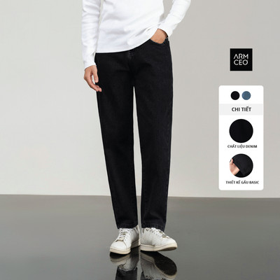 Quần jean baggy nam ARMCEO cạp cao chất liệu dày dặn đứng form chống bai xù - J01