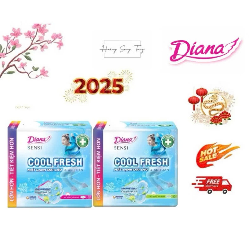 [ Combo 2 gói ] Băng vệ sinh Diana Sensi CoolFresh siêu mỏng CÓ CÁNH/ KHÔNG CÁNH gói 20 miếng