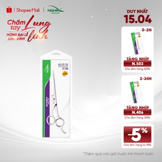 Kéo Cắt Tóc Thép Không Gỉ Cao Cấp KỀM NGHĨA KT.704 18,5cm - Tặng Kèm Bao Da (Lưỡi dài)