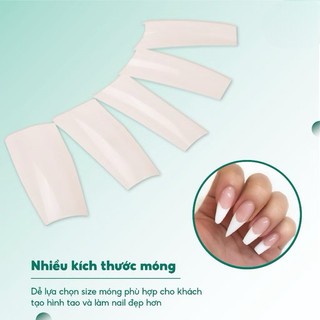 Móng nối HSM chính hãng phom vuông - Túi 500 móng nhựa dẻo đủ size