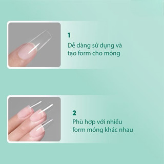 Móng nối HSM chính hãng phom vuông - Túi 500 móng nhựa dẻo đủ size