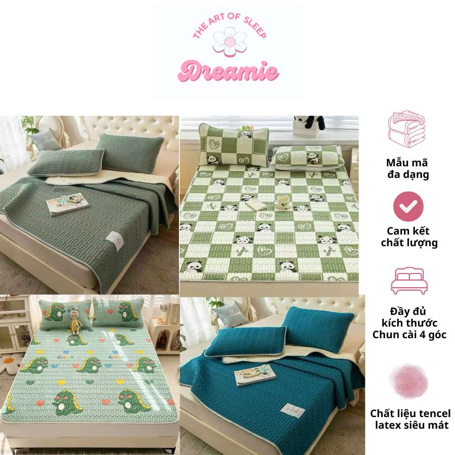 [TẶNG KÈM VỎ GỐI] Chiếu điều hòa Tencel Latex trần bông kháng khuẩn siêu mát, full size 1m2, 1m4, 1m6, 1m8, 2m2