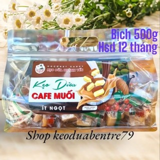  Kẹo dừa cà phê muối Huỳnh Yến   bịch 500 ít ngọt  