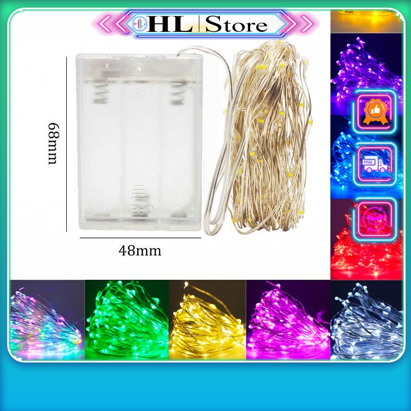 Đèn led trang trí fairylight đom đóm – nhiều màu sắc – decor trang trí – Dùng pin AA (không có sẵn)