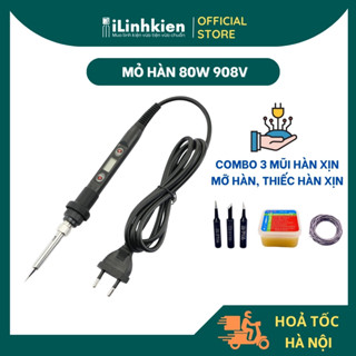 Mỏ hàn thiếc 80W 220V điều chỉnh nhiệt độ 908V gia nhiệt nhanh bền bỉ.