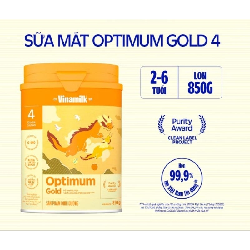 Sữa Optimum Gold 4 850g (trẻ từ 2 – 6 tuổi)