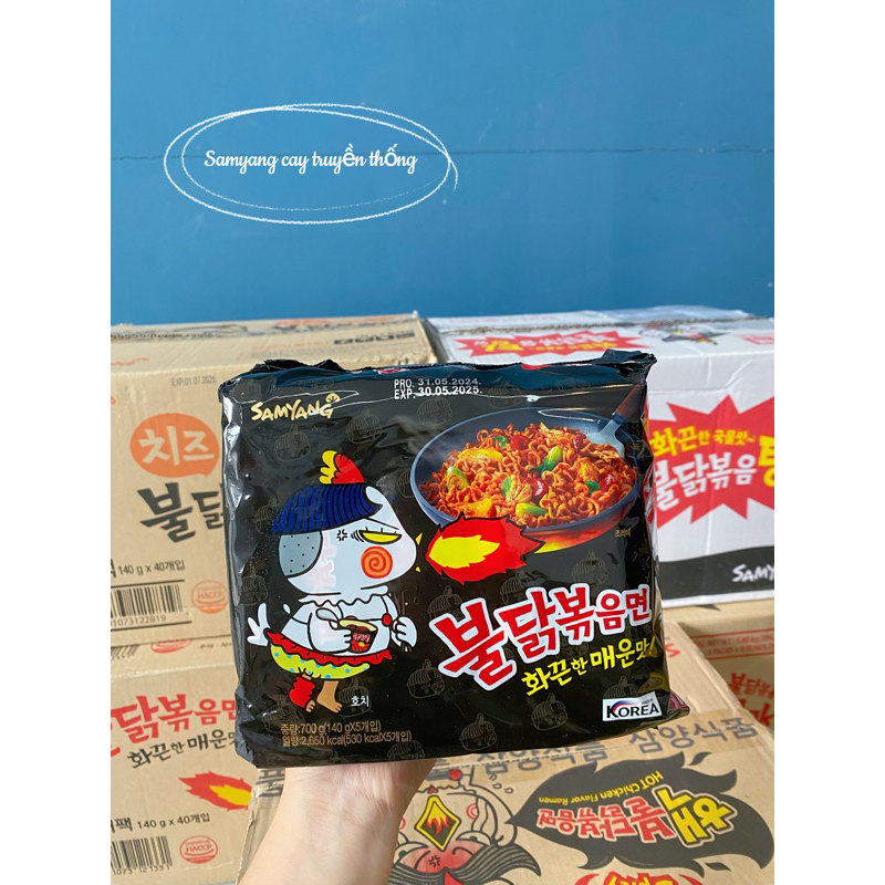Lốc 5 gói - Mì gà cay Samyang truyền thống/ Mì gà đen Samyang vị cay/ Mì samyang đen