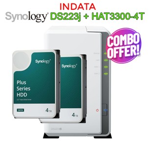   COMBO  Bộ lưu trữ mạng NAS Synology DS223j và ổ cứng Synology HAT3300-4T 4TB hàng chính hãng 