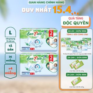 Combo 2 gói - Tã dán người lớn SunMate mới size M18/L18/XL18 + 2 miếng