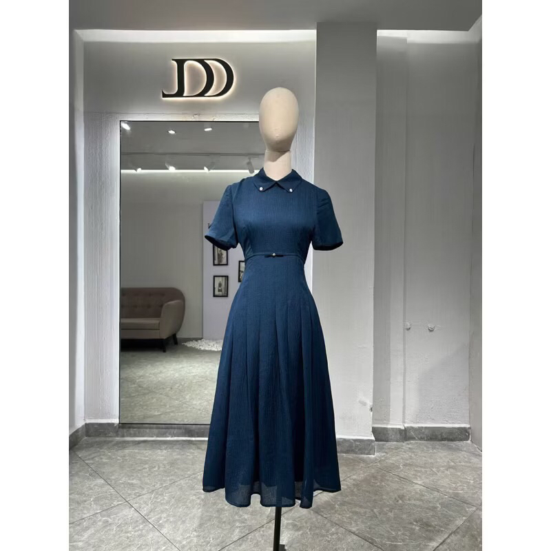 [Thanh lý] Đầm liền cổ đức JM Dress - Màu xanh than - Size XL