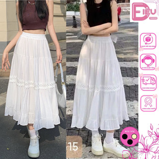 Chân Váy Dài Nữ, Váy Voan Nữ Dáng Xuông Phối Ren Lưng Chun Điệu Fashion Phong cách Nữ Tính Tiểu Thư Bánh Bèo -V176