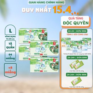 Combo 4 gói -  Tã quần người lớn SunMate siêu mềm mại/khô thoáng size M18/L16/XL14/L14 + 2 miếng