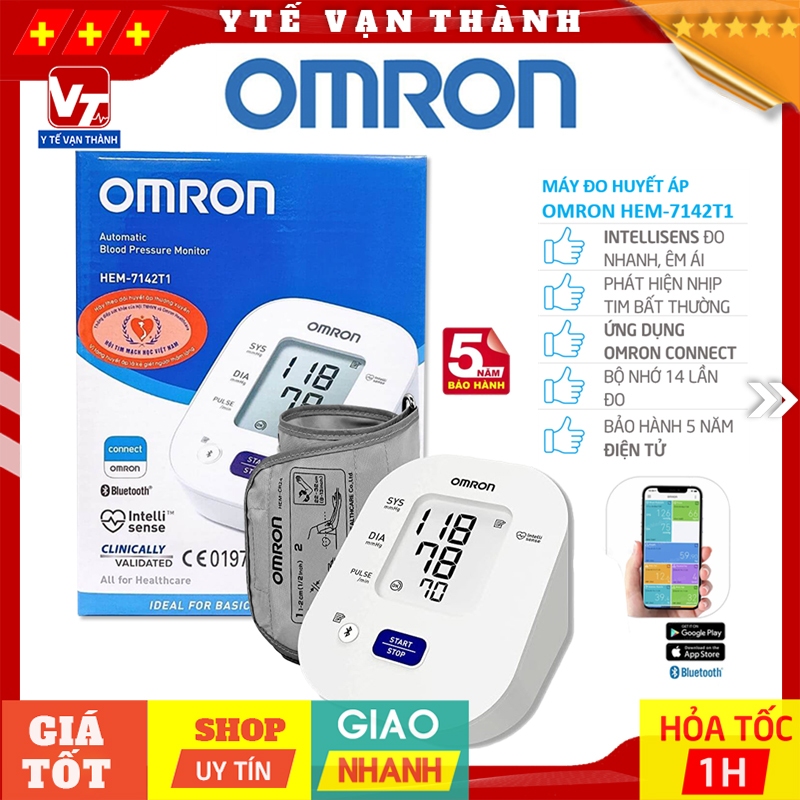 ✅ Máy Đo Huyết Áp Bắp Tay Omron HEM-7142T1 | Kết nối điện thoại + Bộ nhớ + BẢO HÀNH 5 NĂM -VT0842