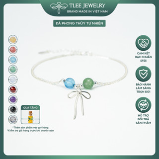 Vòng tay bạc nữ TLEE bạc 925 mix hai hạt đá phong thủy Tự Nhiên và charm bi bóng TLEE JEWELRY LT0377