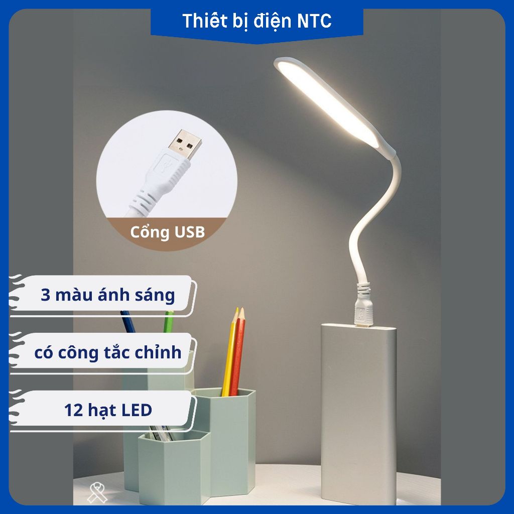 Đèn led USB 3 chế độ ánh sáng dùng cắm máy tính sạc dự phòng để bàn đọc sách làm việc đèn ngủ