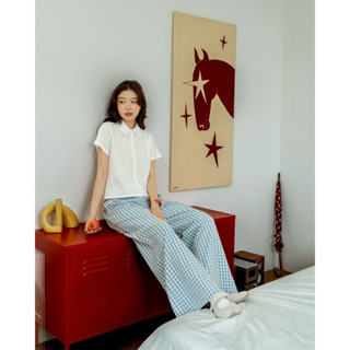 [Content Xtra Áo sơmi croptop tay ngắn cổ bèo nút hoa vải linen cao cấp Camila Shirt - Sibling House