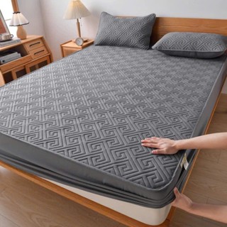  Bộ ga gối phi lụa trần bông mẫu chữ vạn size 1m2 1m4 1m6 1m8 chất liệu phi lụa thoáng mát cho mùa hè  chân đệm 15cm 