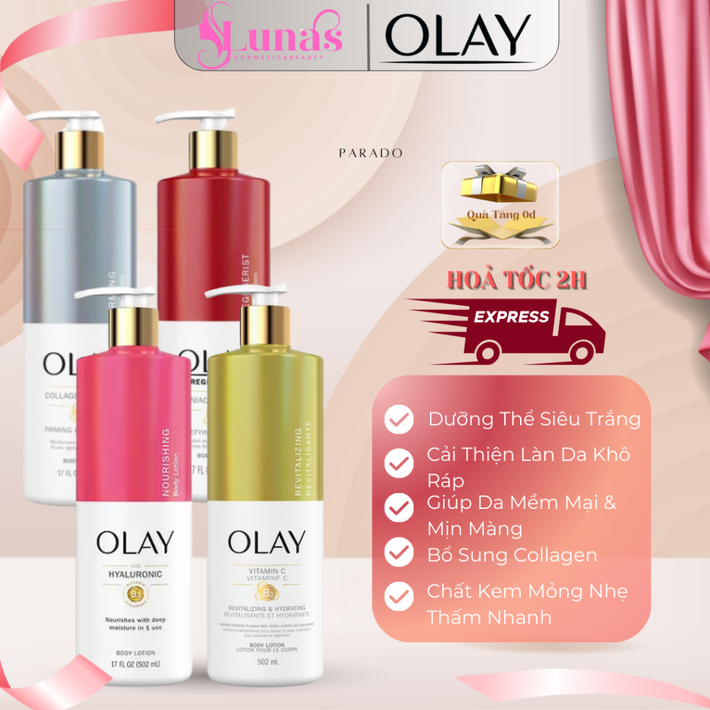 Kem Dưỡng Thể Olay Collagen B3 Firming & Hydrating Body Lotion 502ml Bảng Mỹ