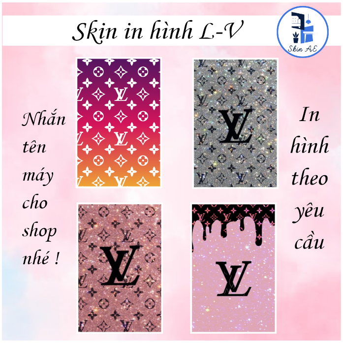 Miếng dán in hình L-V kim tuyến ( Nhắn tên máy cho shop )
