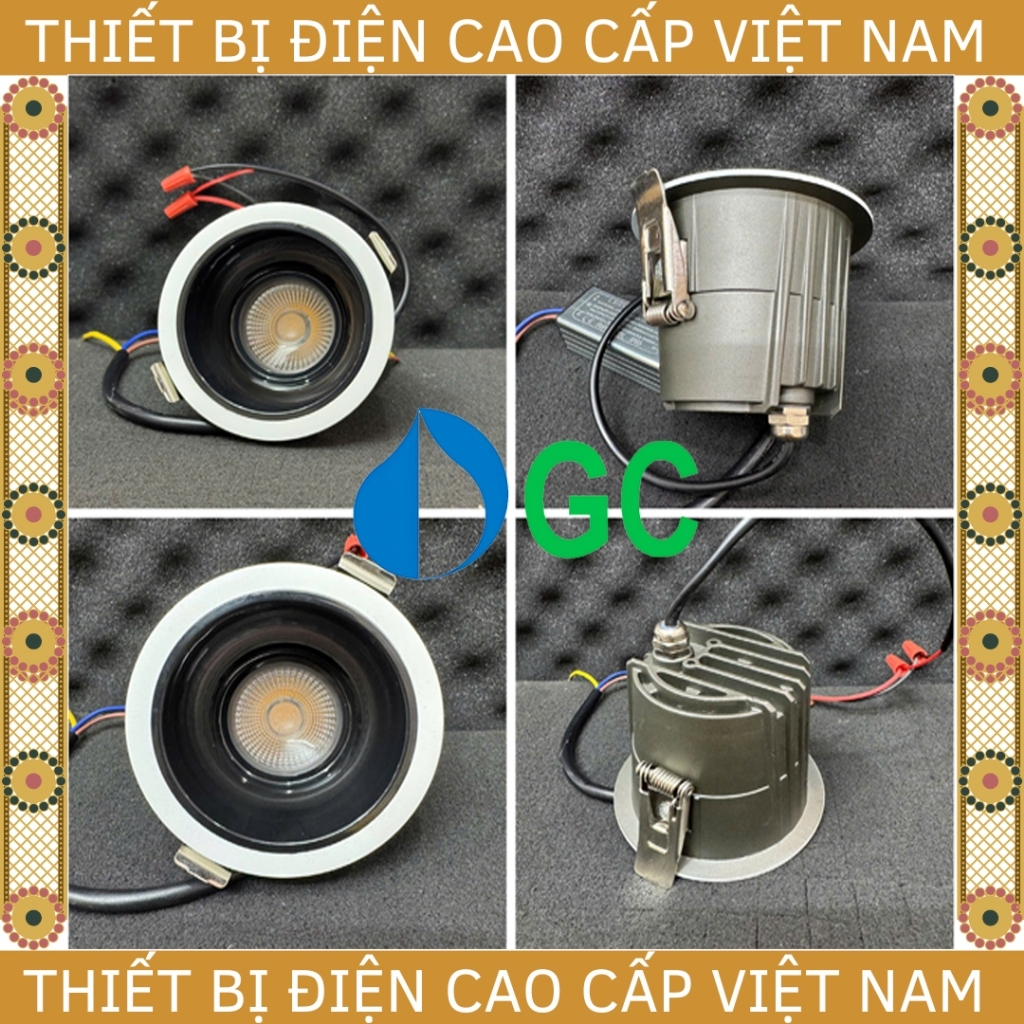 [GC] Đèn âm trần Spotlight chống ẩm, góc chiếu rộng 45 độ GC TRITON SP02, 12W/D75 thân nhôm sử dụng 