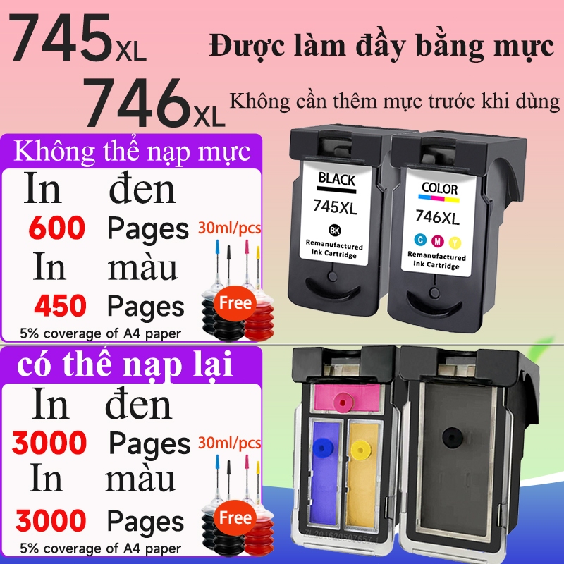 Hộp Mực Canon 745XL Canon 745s Canon 745 Canon 745 746 Canon 745 Màu Đen Tương Thích Với Canon 745 X