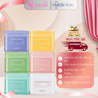  Toner Pad Mediheal Làm Dịu Nhanh  Cấp Ẩm  Làm Sáng Da  Tẩy Tế Bào Chết Hộp 100 Miếng - Hàn Quốc 