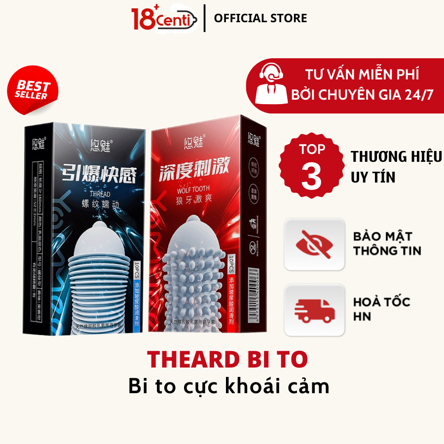 Bao cao su Gân Gai Wolf tooth, nhiều gel bôi trơn, siêu mỏng hàng cao cấp hộp 10 bcs