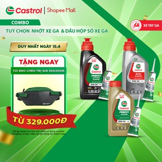 COMBO tiện dụng CASTROL Dầu nhớt và Dầu hộp số xe tay ga (0.8L/1L/1.2L + 120mL)