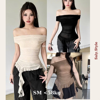  Áo trễ vai thun lưới ôm body nữ SALY tua rua có lót ngực 2 lớp hottrend phối đồ cực xinh A645_P13K17 