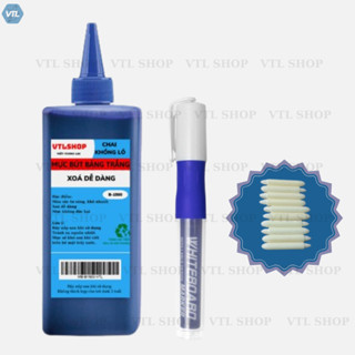  COMBO Mực viết bảng chai khổng lồ tặng kèm Bút lông viết bảng nhấn K201 và 10 ngòi bút thay thế tiện lợi VTL Shop 